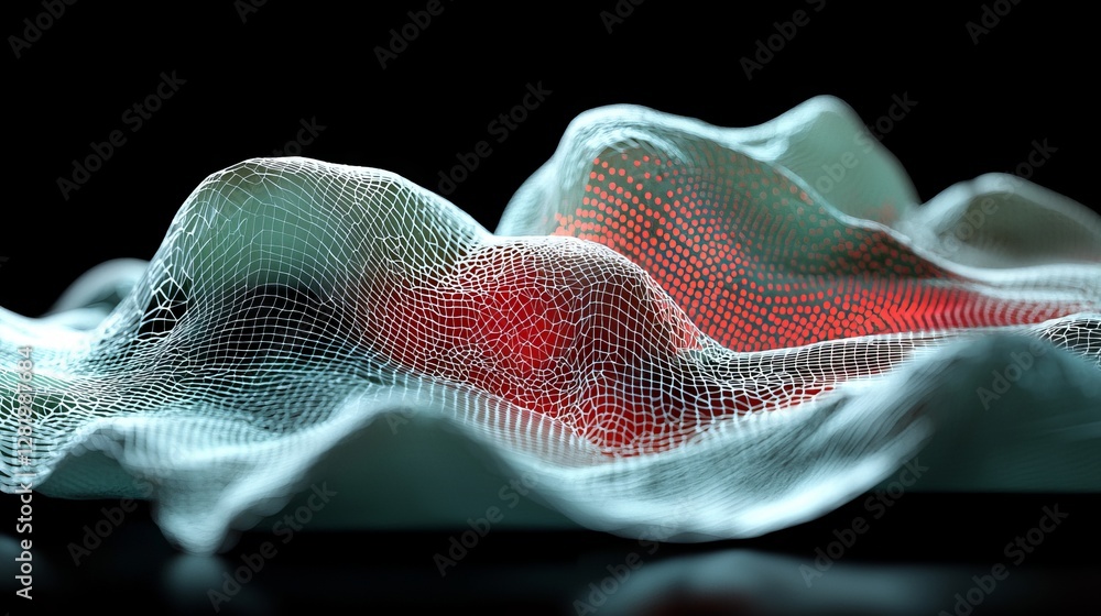 Poster the scene depicts an abstract digital background filled with cybernetic particles, utilizing a plexu