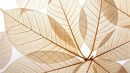 Nature abstract of flower petals, beige transparent leaves with natural texture as natural background or wallpaper
