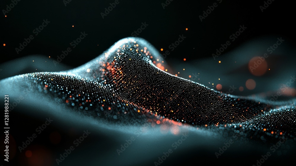 Poster the background is a 3d rendering of an abstract red polygonal space that symbolizes molecular struct