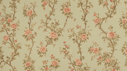  Floral Wallpaper with Pink Roses