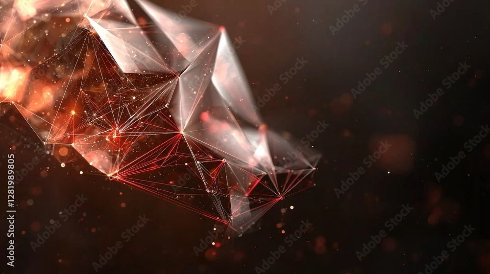 Poster a digital plexus consisting of glowing lines and dots, forming an abstract futuristic background, cr