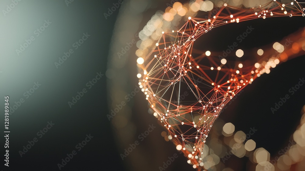 Poster glowing lines and dots combine to form a digital plexus, set against an abstract futuristic backgrou