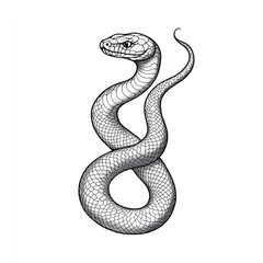 Fototapeta premium Elegant Coiled Snake Detailed Line Art Drawing