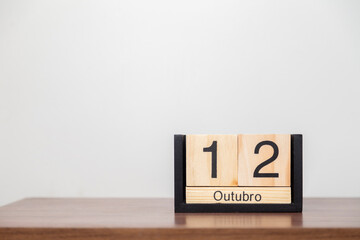 Customized calendar with holiday and commemorative dates. .October 12th, Our Lady of Aparecida Day holiday in Brazil. Children's Day..Holiday concept. Dates concept.
