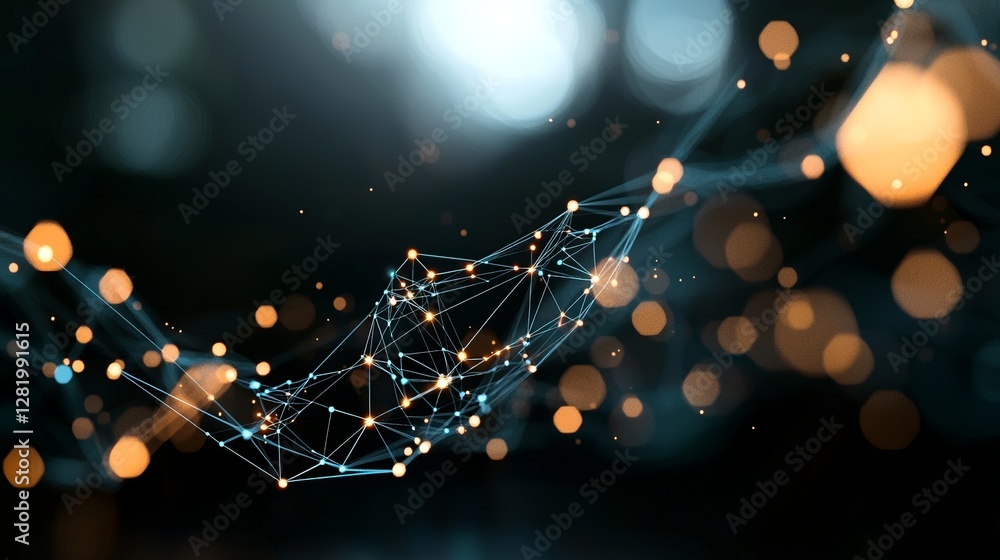 Poster three-dimensional rendered abstract plexus shapes represent connection and web concepts