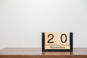 Customized calendar with holiday and commemorative dates. .November 20th is Palmares and Black Consciousness National Zombie Day. national holiday in Brazil.Holiday concept. Dates concept.