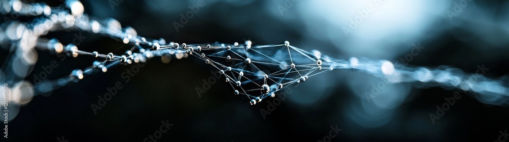 Poster a digital network represented by glowing lines and dots on an abstract background, created as an ult