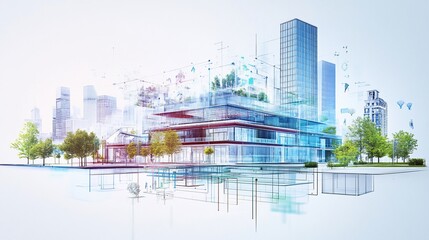 Smart city digital building design, urban landscape