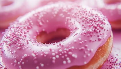 Pink donuts, close-up, sweet treat