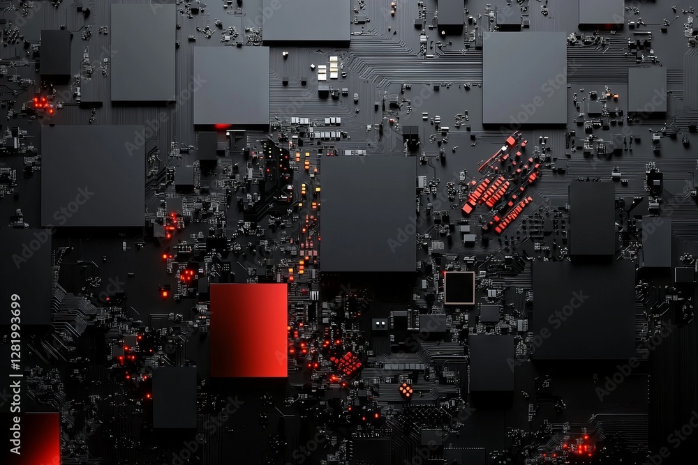 Fototapete a close-up depiction of metallic plating on a spaceship or robot is showcased in a 3d illustration, 