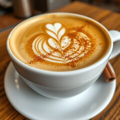 Artistic Latte with Cinnamon Spices