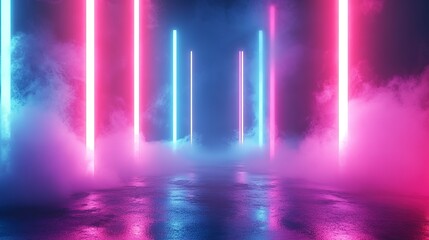 Vivid neon abstract gradient with bold pink and blue hues, glowing softly with a futuristic, vibrant feel