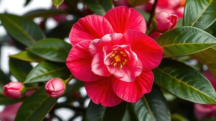 Obraz premium Camellia euryoides var euryoides: A Pristine Flowering Beauty