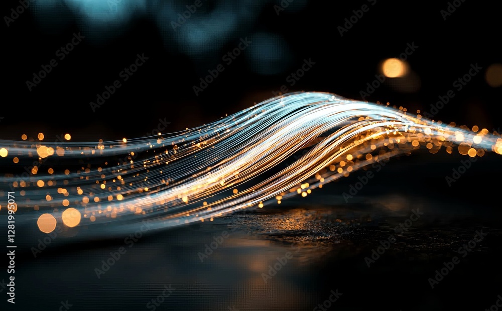 Poster the concept of digital technology connection is represented by an abstract background filled with mo