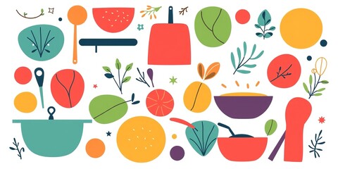 Culinary Creations: An Illustrative Symphony of Modern Organic Shapes