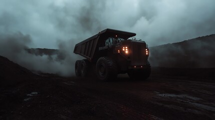 Obraz premium Haulage Truck in a Dark Mine