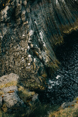 Dramatic basalt cliffs and seabird in Arnarstapi, Snæfellsnes Peninsula, West Iceland...