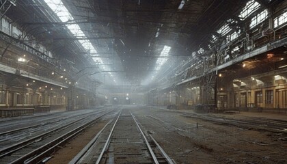 Fototapeta premium railway in sci-fi movie