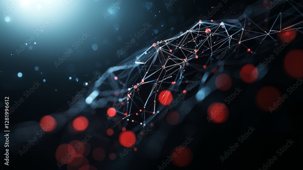  a 3d rendering of an abstract background with a network connection structure and data transfer, char