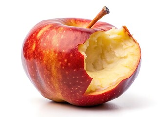 Macro shot, apple core, revealing a distinctive bite.