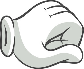 Cartoon hand wearing a glove making a fist bumping gesture, expressing solidarity, support, greeting, or celebration in a playful and informal way