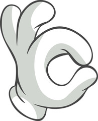 Cartoon hand making an ok gesture, symbolizing agreement and approval, representing a universal expression of positivity, satisfaction, and non verbal communication