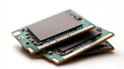 An intricate view of stacked circuit boards with chips, showcasing the detail and complexity of modern electronics, embodying the heart of technological advancements.