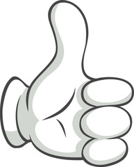 Cartoon hand giving a cheerful thumbs up sign, radiating positivity, expressing agreement and approval in a fun and playful manner, symbolizing success and encouragement