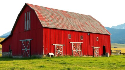 Tranquil Mountainside Haven: Historic Red Barn Nestled Amidst Majestic Peaks