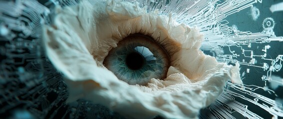 The concept of a cybernetic eye is intertwined with future technology and advanced tracking systems, also incorporating generative AI