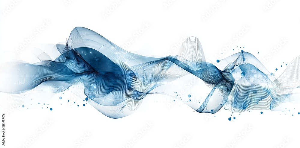 Poster a background with abstract waves and circuit board elements, this digital tech design is well-suited