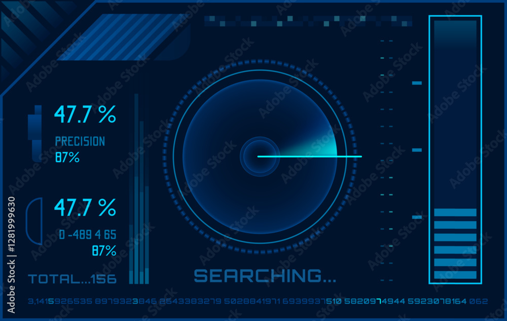 Poster futuristic head up display - hud - interface featuring a circular radar scan, data analysis, and met