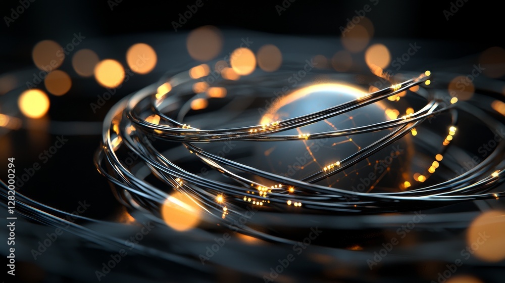 Poster holographic data transfer lines that glow in the dark make up a fictional network pipeline