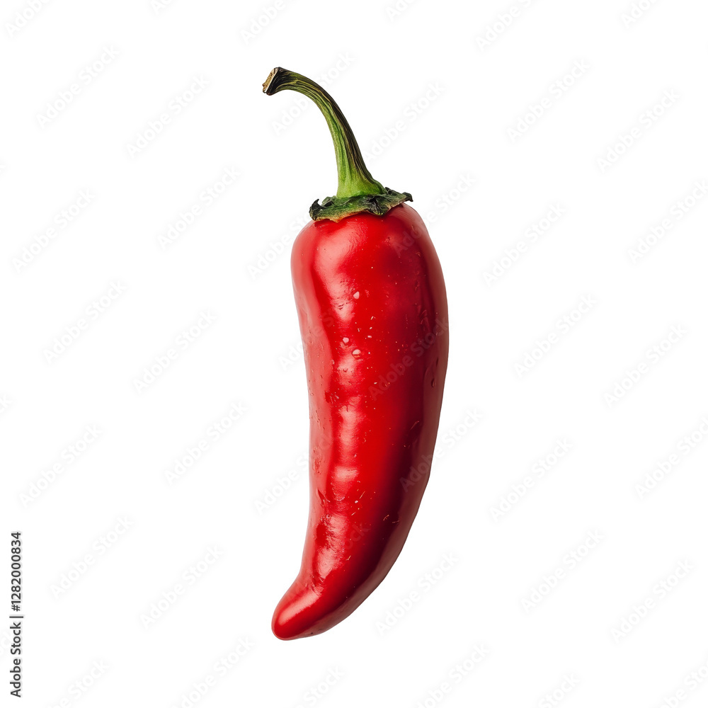 Poster fresh red pepper placed on a transparent background showcasing its vibrant color and smooth texture,