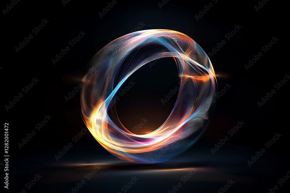 Poster the concept of tech elegance is illustrated through 3d rendering of abstract digital neon waves that