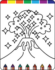Volcano Coloring Pages for Kids Fun and Educational Printable Sheets,  Erupting Volcano Coloring Pages Engaging Printables for Children, Volcano Activity Sheets Printable Coloring Pages for Kids