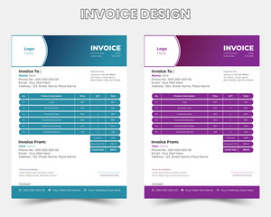 Minimal professional vector Corporate Business Invoice design template, bill form price invoice.