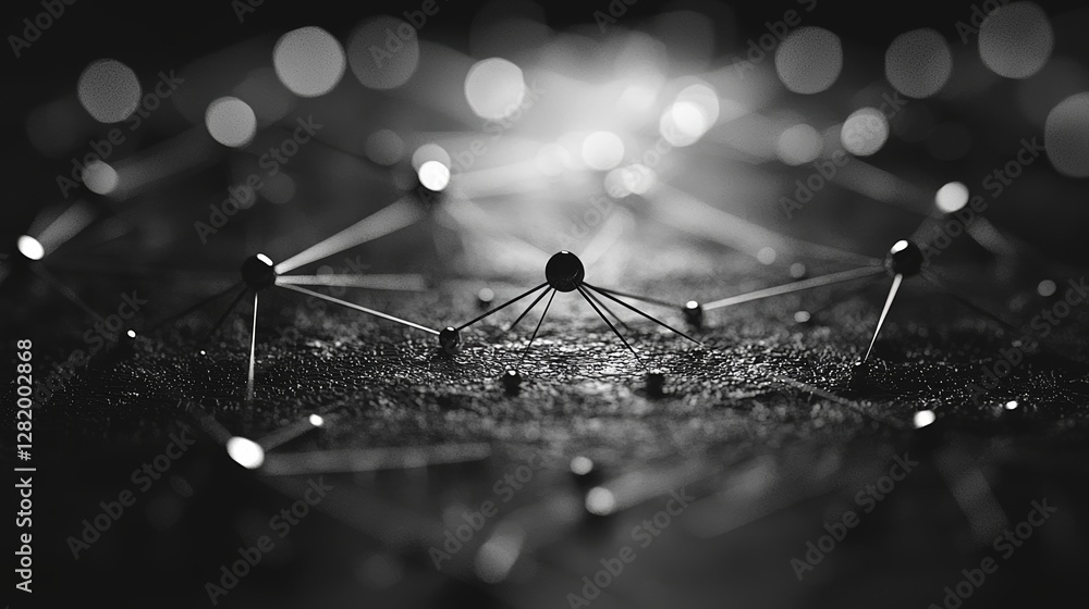 Poster an abstract geometrical background with connecting dots and lines symbolizes the concept of network 