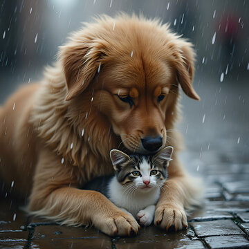 dog and kitten , frends