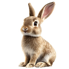 Obraz premium Adorable bunny sitting upright, looking forward with sweet expression against a clean white background.
