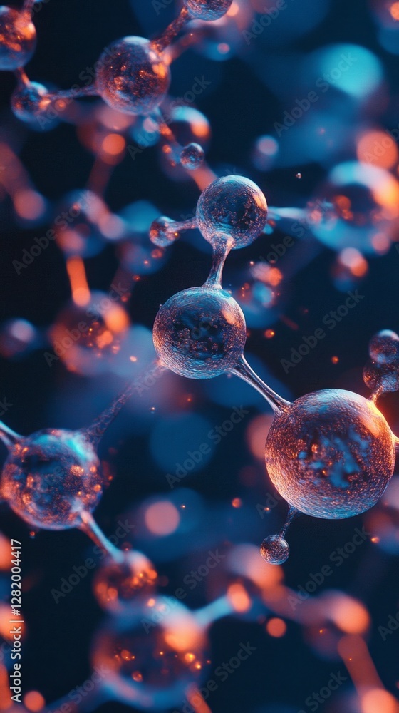 Poster A stunning visualization captivates viewers with intricate molecular structures glowing amid a cosmic backdrop. Brilliant colors intertwine, creating an enchanting atmosphere.