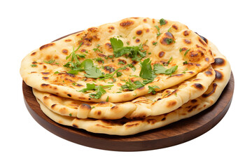 Garlic naan isolated on transparent background