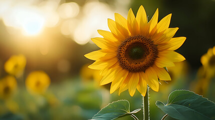Obraz premium A close-up of a single sunflower head with vivid yellow petals and intricate seed patterns in the center