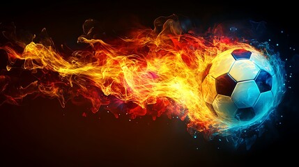 Fiery soccer ball, action shot