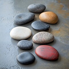 Smooth stones, spa, relaxation, grey background, wellness