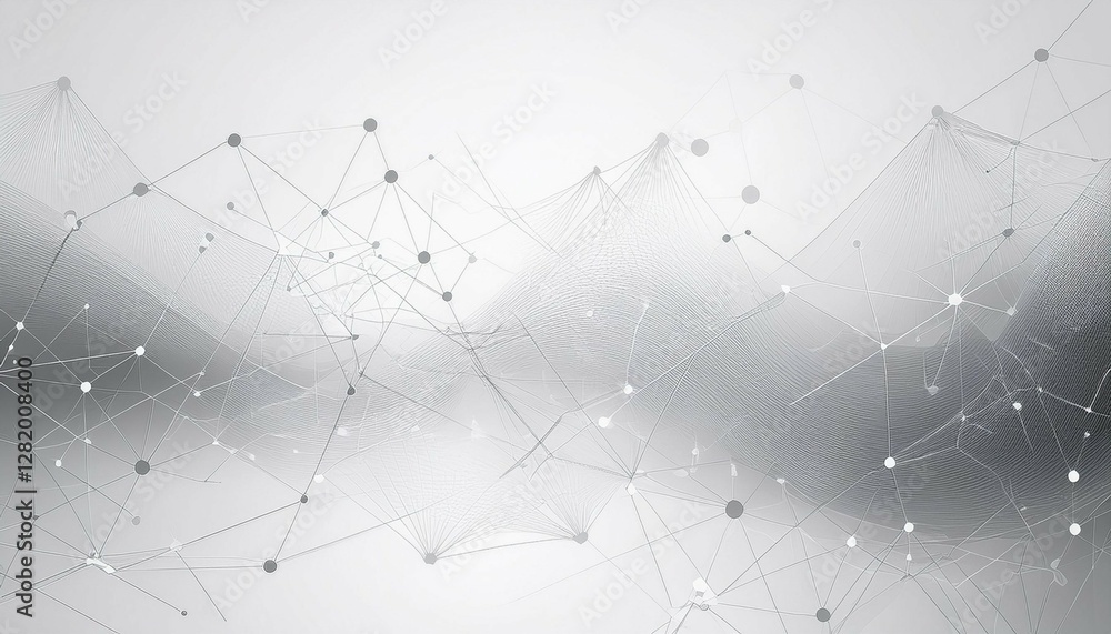 Poster grey network abstract connection on white background network technology background with dots and lin