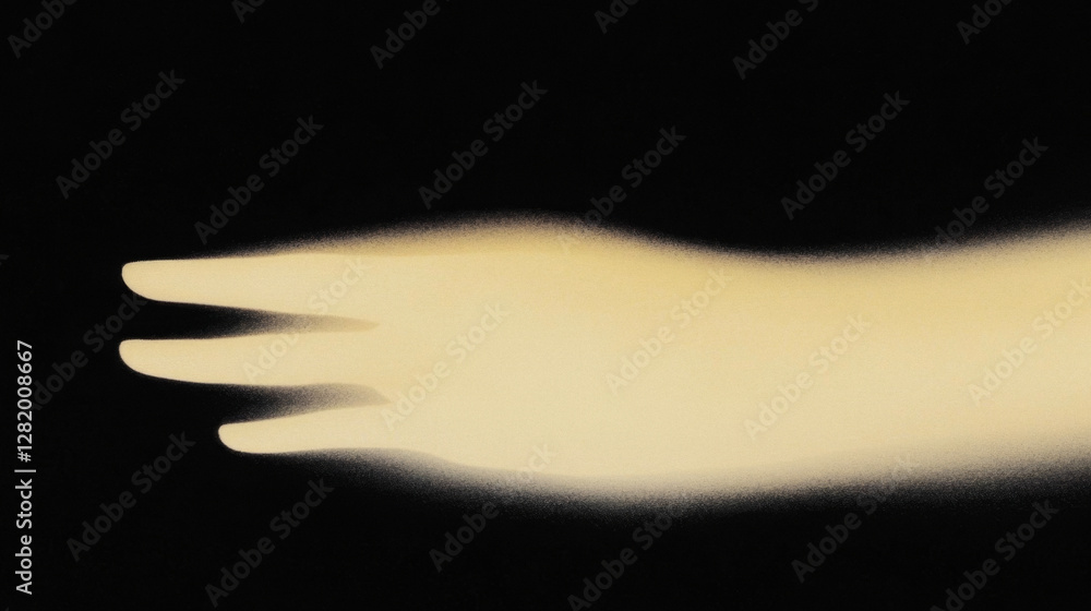 Poster abstract expression of a softly glowing hand on a dark background