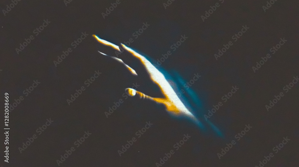 Poster abstract hand gesture and shadow in moody lighting
