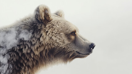 Fototapeta premium Close-Up Portrait of a Brown Bear with a Soft and Calm Expression