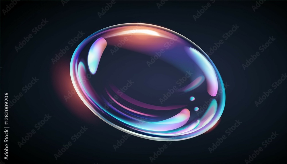 Poster 3d glass liquid abstract fluid shape with holographic effect isolated on black background render of 